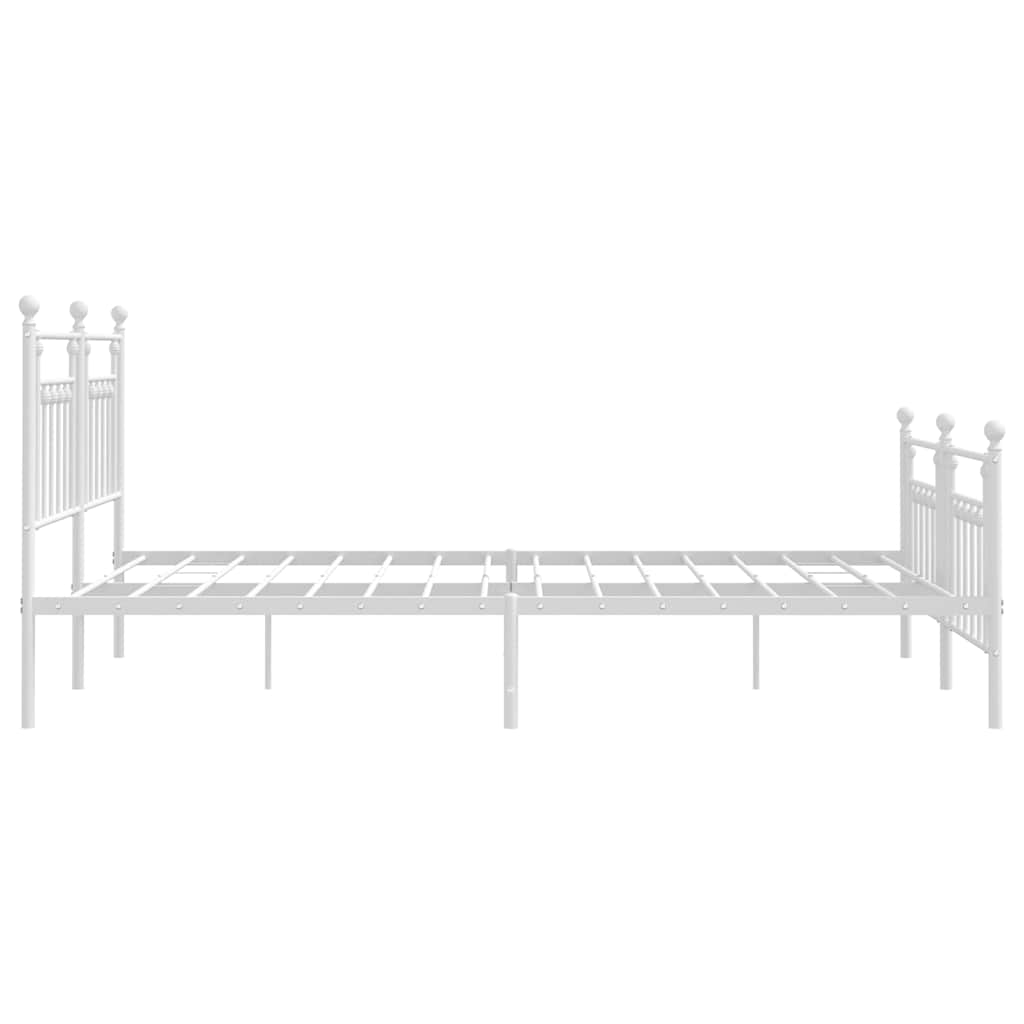 sengeramme med sengegavl og fodgærde 183x213 cm metal hvid