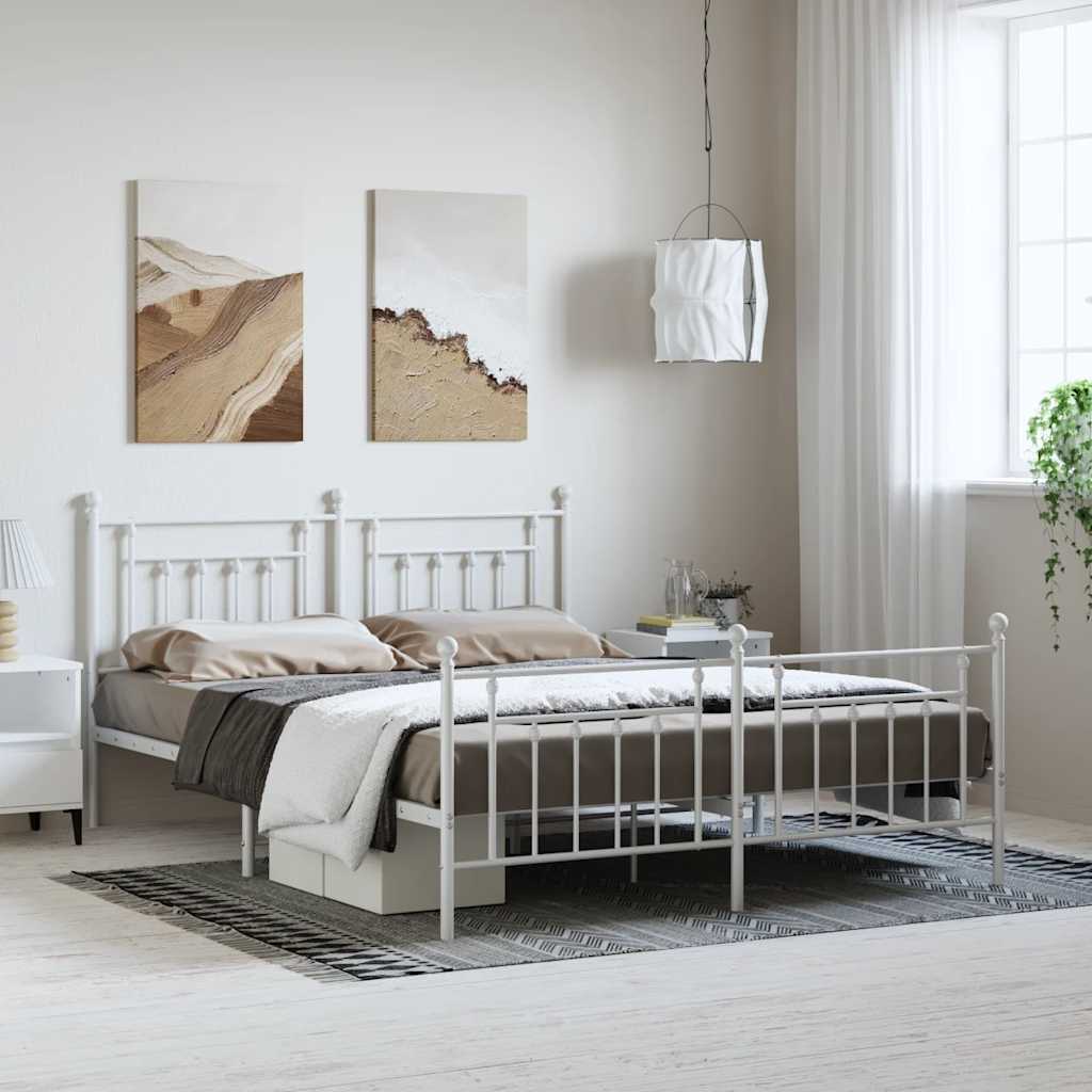 sengeramme med sengegavl og fodgærde 183x213 cm metal hvid