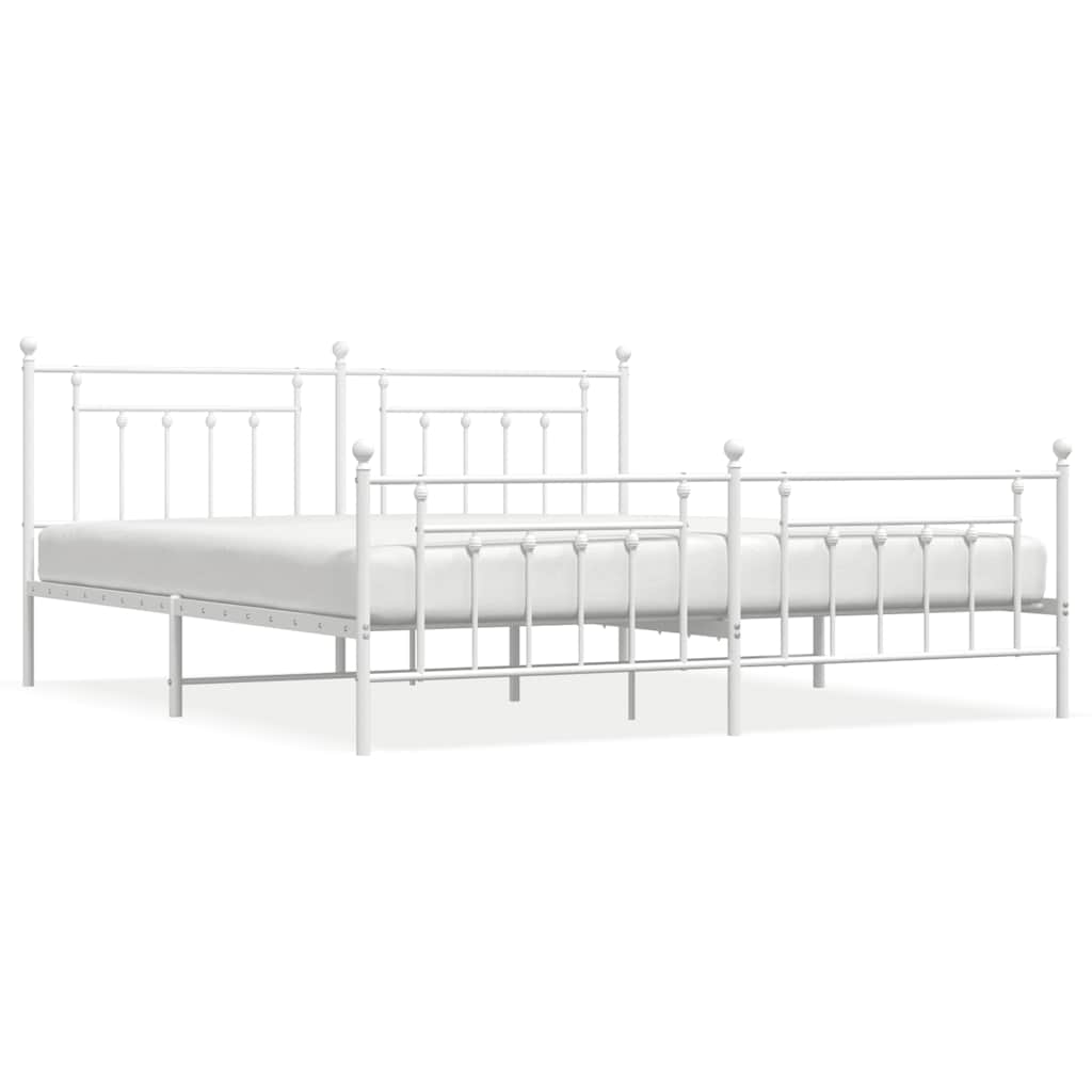 sengeramme med sengegavl og fodgærde 193x203 cm metal hvid