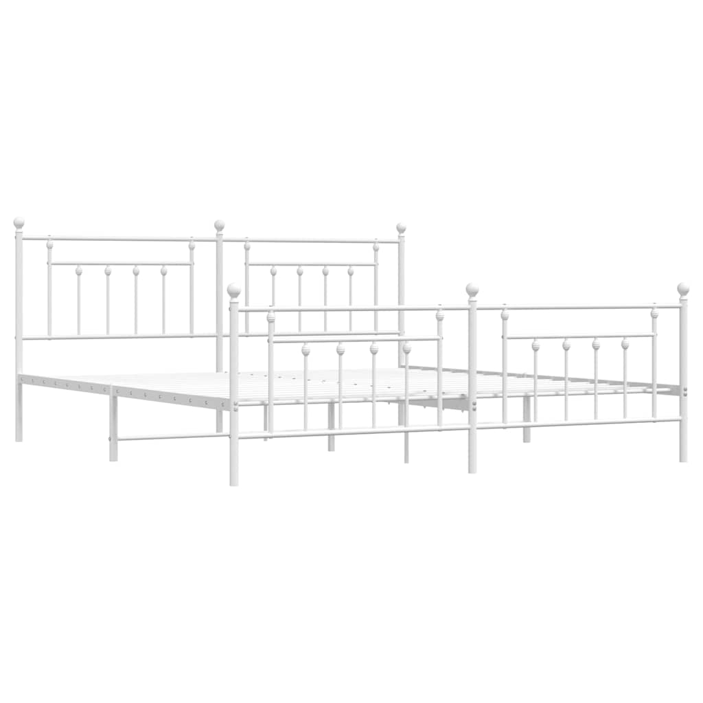 sengeramme med sengegavl og fodgærde 193x203 cm metal hvid