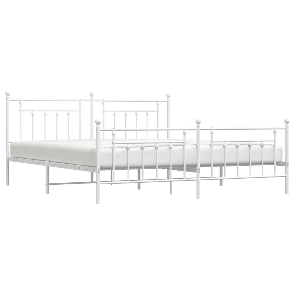 sengeramme med sengegavl og fodgærde 193x203 cm metal hvid