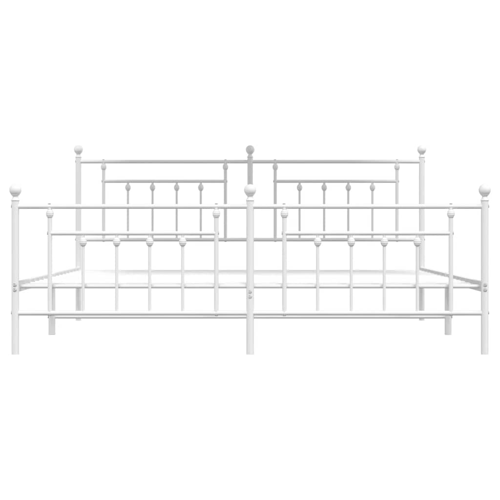 sengeramme med sengegavl og fodgærde 193x203 cm metal hvid