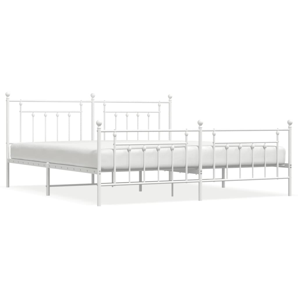 sengeramme med sengegavl og fodgærde 200x200 cm metal hvid