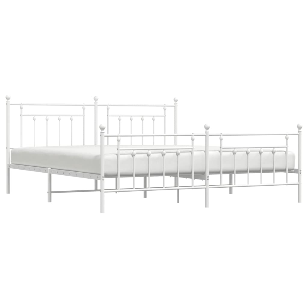 sengeramme med sengegavl og fodgærde 200x200 cm metal hvid