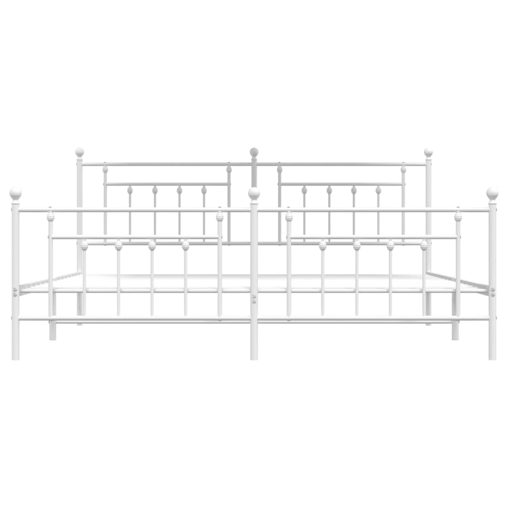 sengeramme med sengegavl og fodgærde 200x200 cm metal hvid