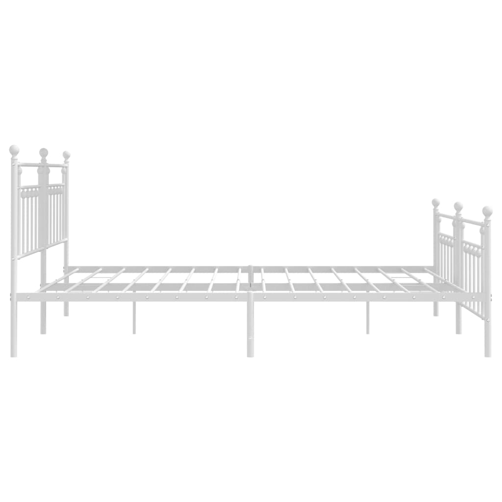 sengeramme med sengegavl og fodgærde 200x200 cm metal hvid