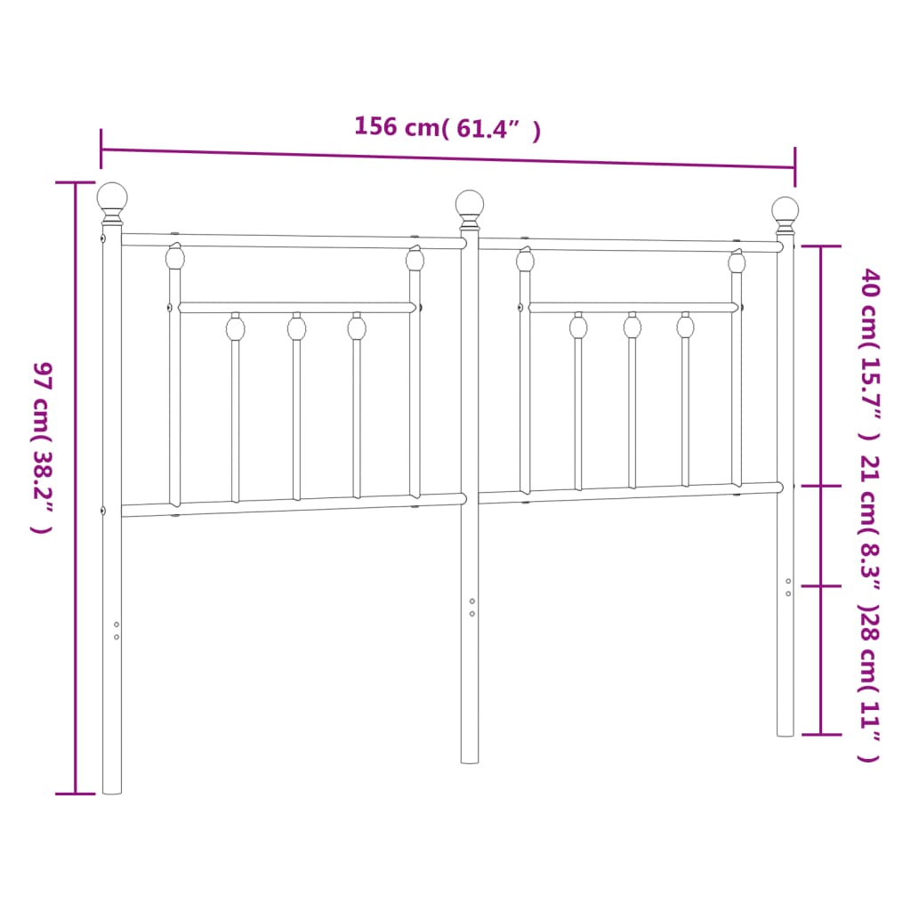 udskiftningsgavl 150 cm metal hvid