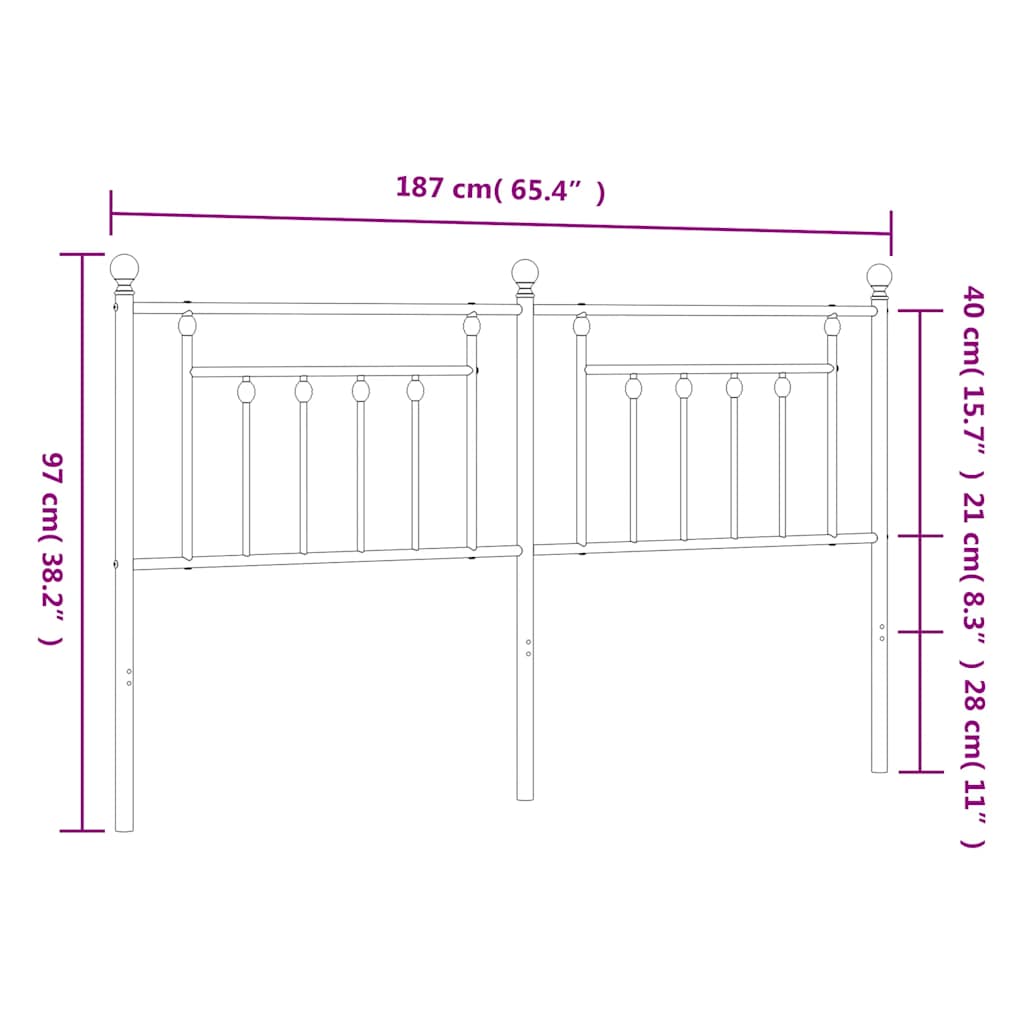 udskiftningsgavl 180 cm metal hvid