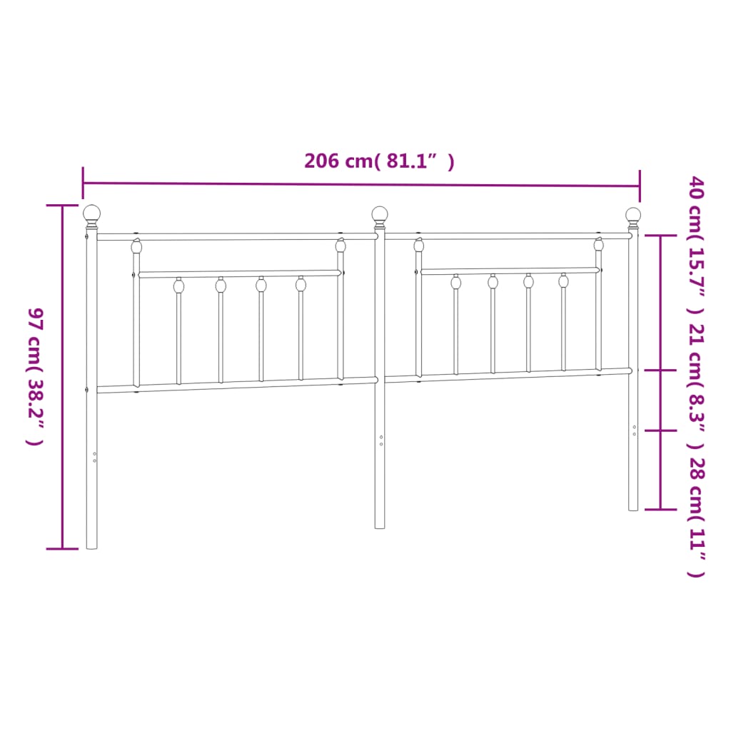 udskiftningsgavl 200 cm metal hvid