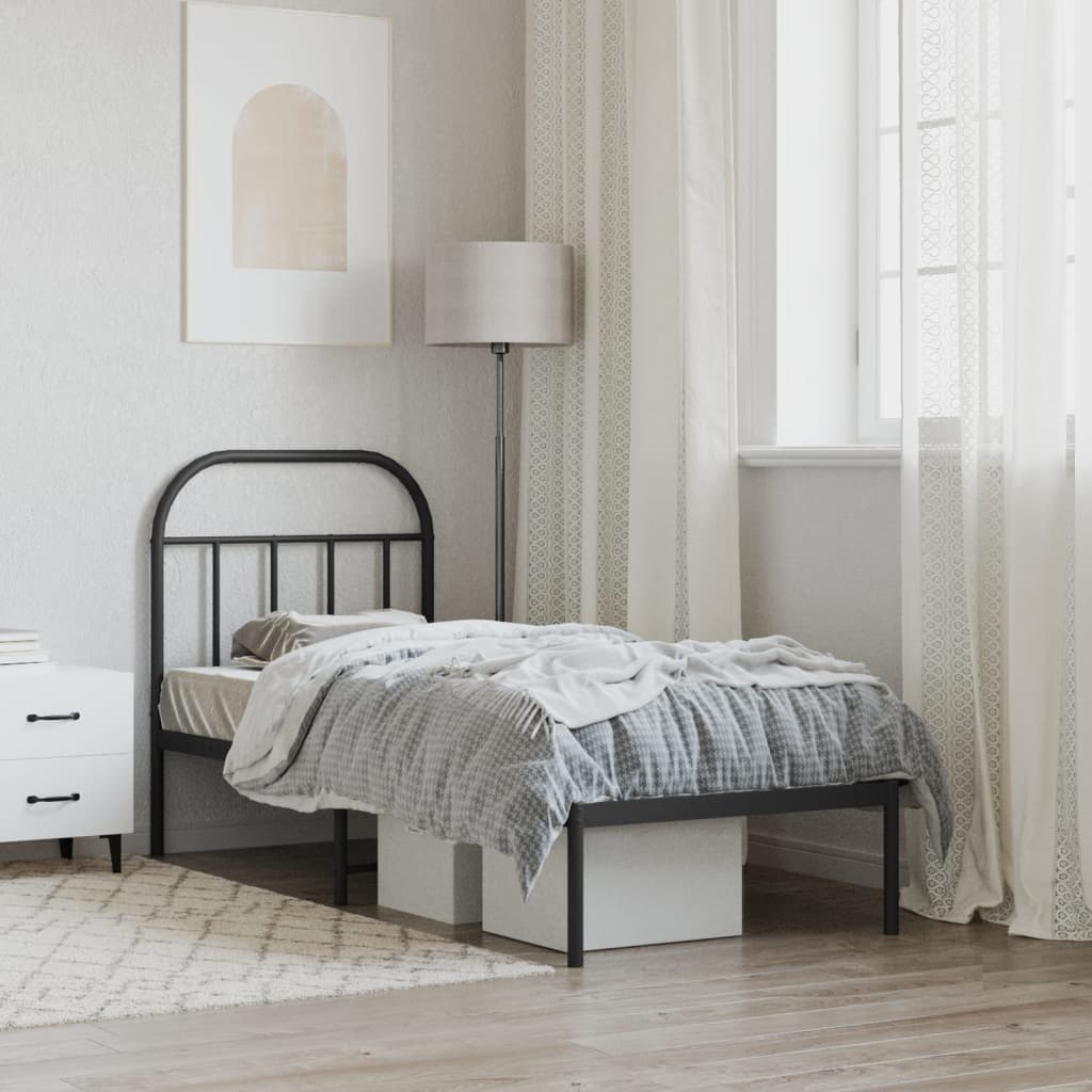 sengeramme med sengegavl 75x190 cm metal sort