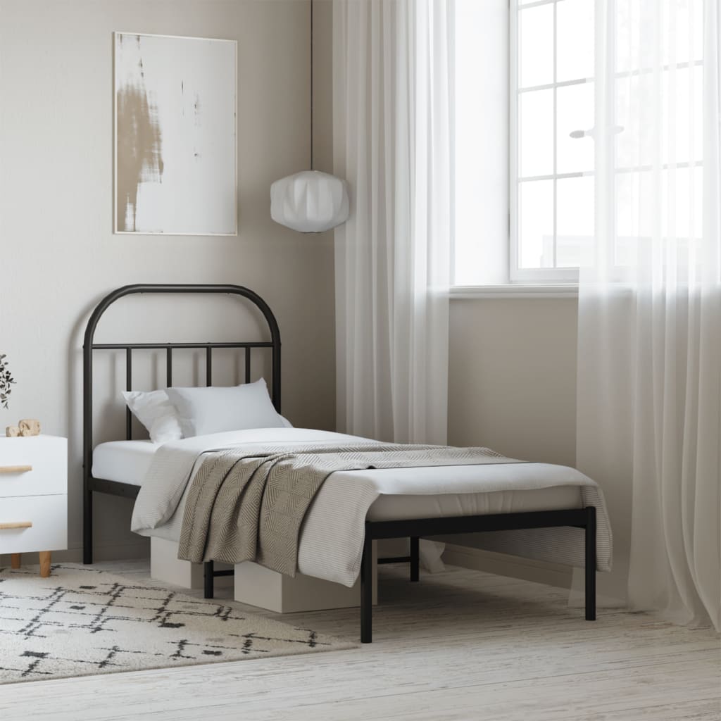 sengeramme med sengegavl 75x190 cm metal sort
