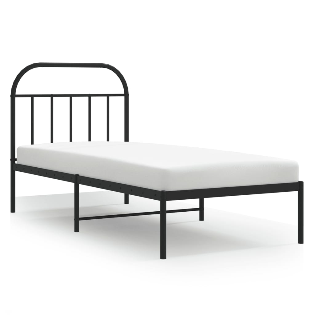 sengeramme med sengegavl 90x190 cm metal sort