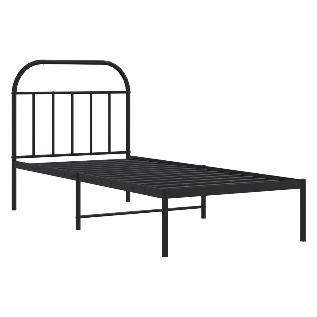 sengeramme med sengegavl 90x190 cm metal sort