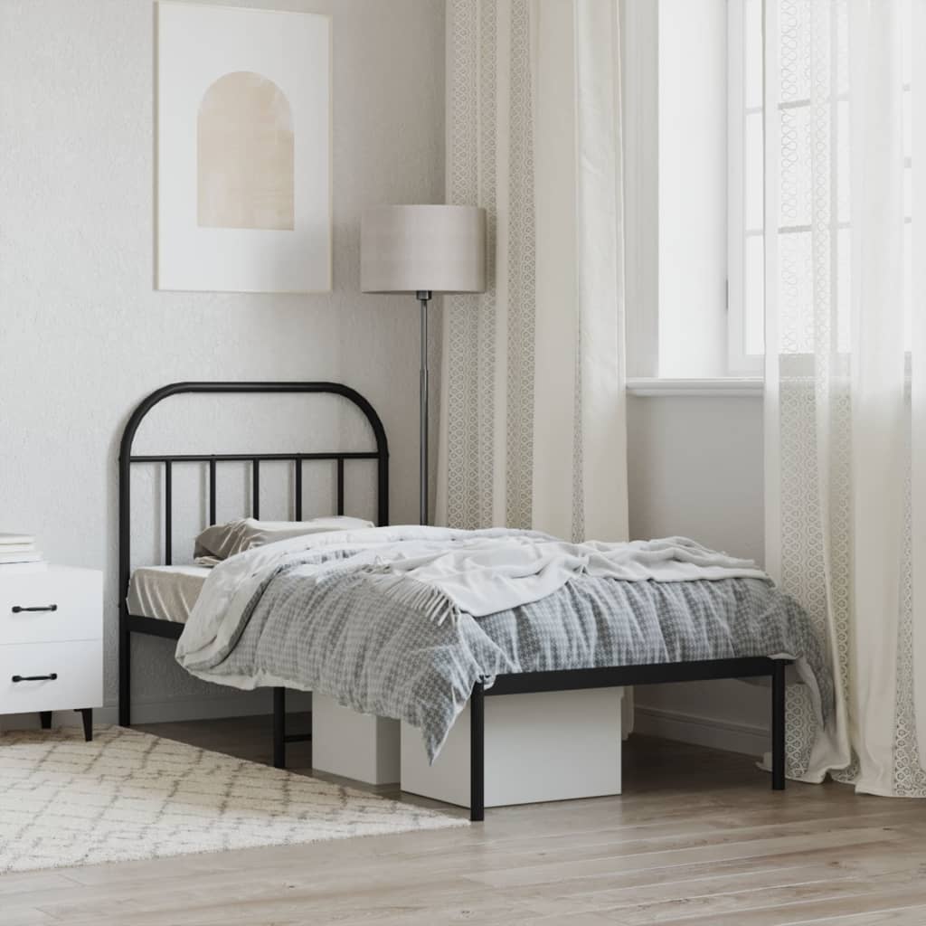 sengeramme med sengegavl 90x190 cm metal sort