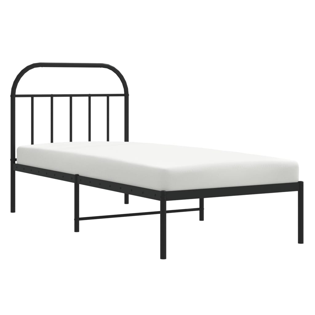 sengeramme med sengegavl 90x190 cm metal sort