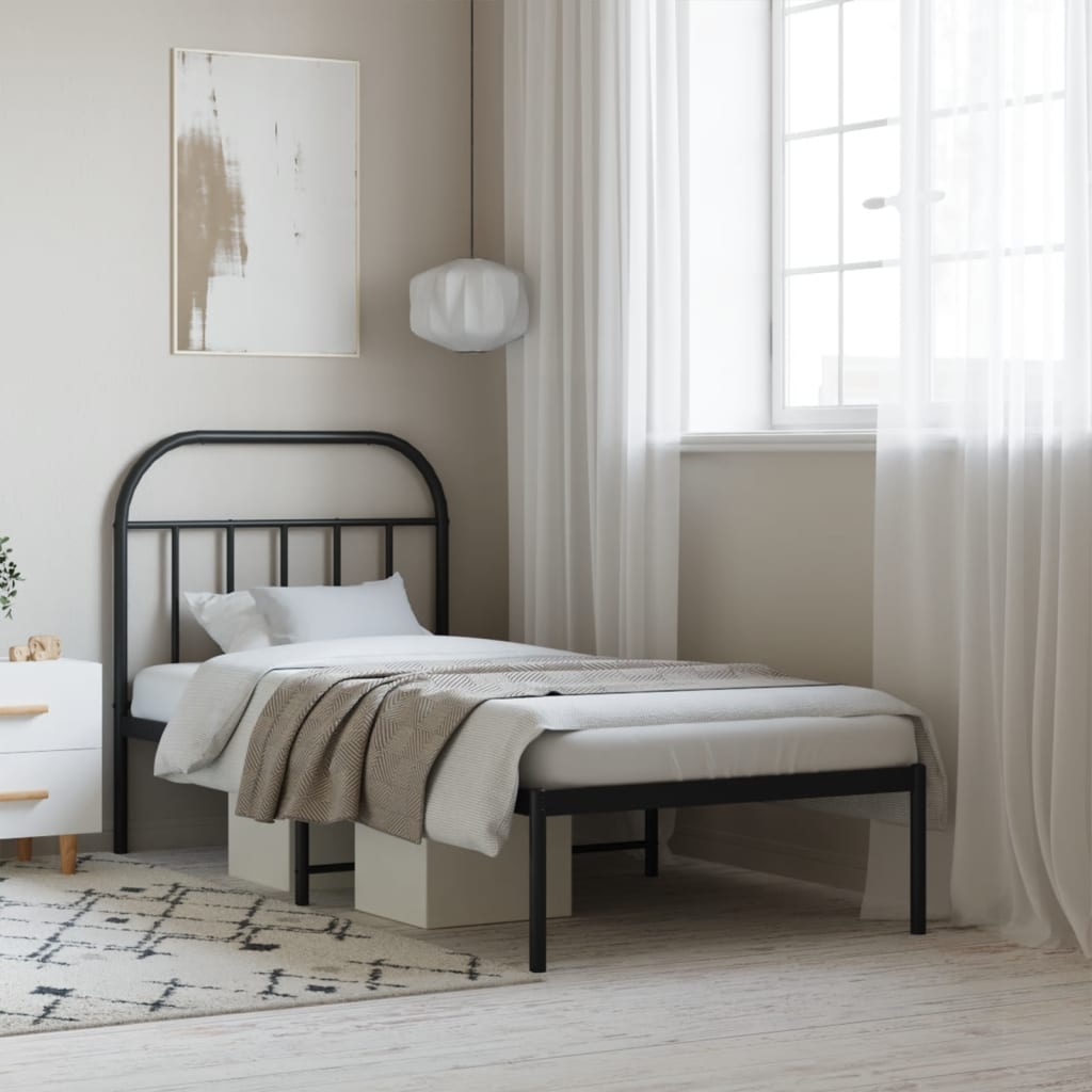 sengeramme med sengegavl 90x190 cm metal sort