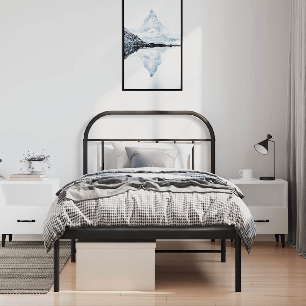 sengeramme med sengegavl 100x200 cm metal sort