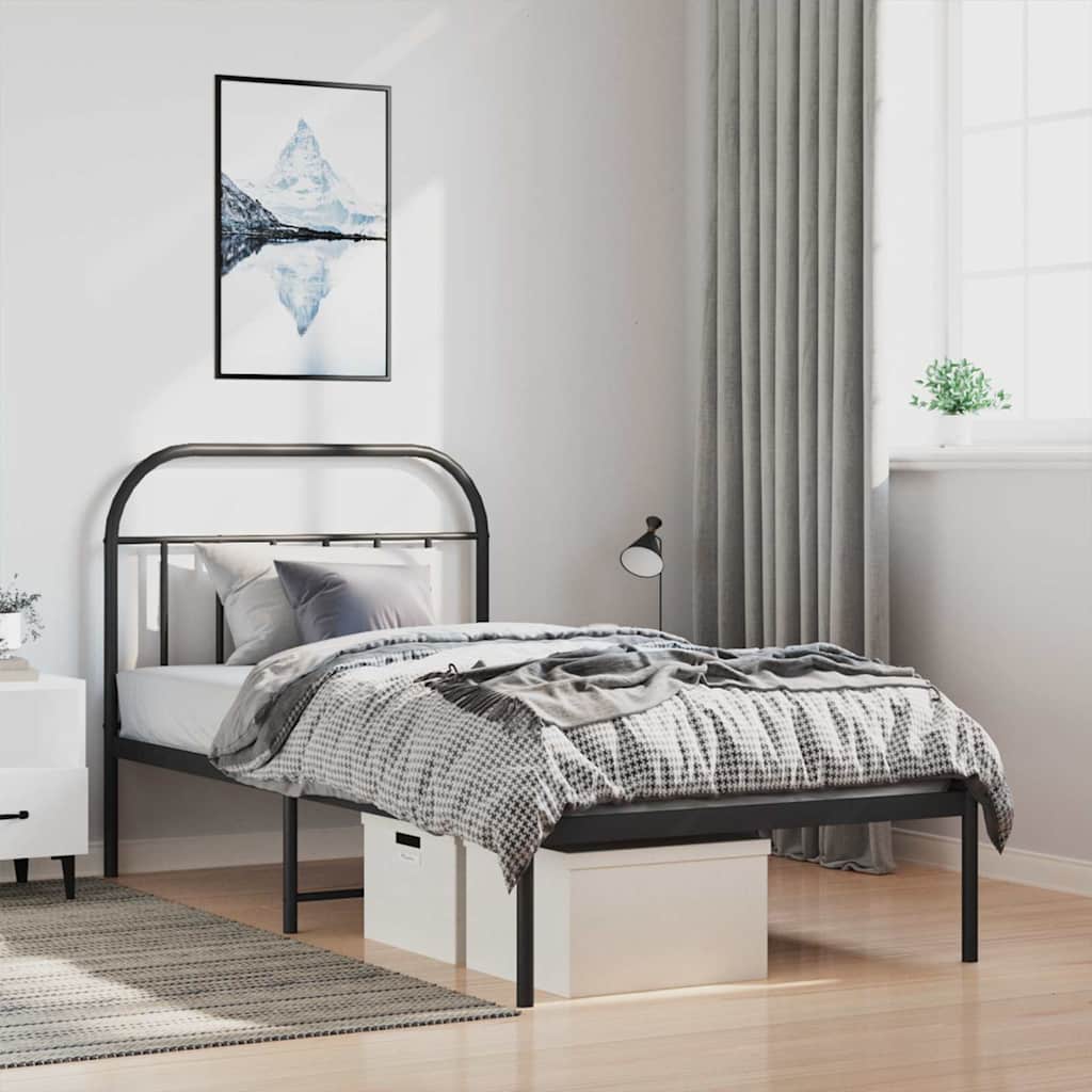 sengeramme med sengegavl 100x200 cm metal sort