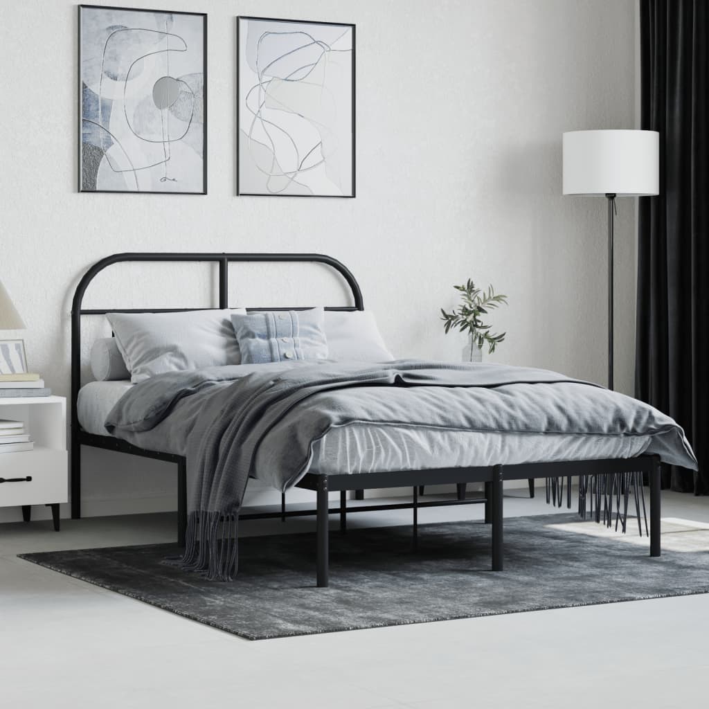 sengeramme med sengegavl 120x190 cm metal sort