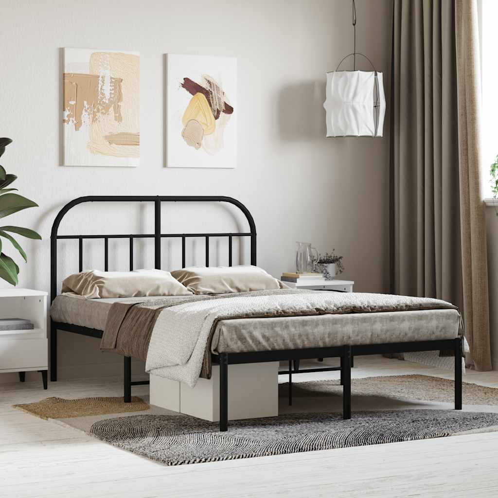 sengeramme med sengegavl 120x200 cm metal sort