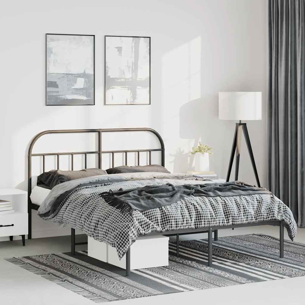 sengeramme med sengegavl 135x190 cm metal sort