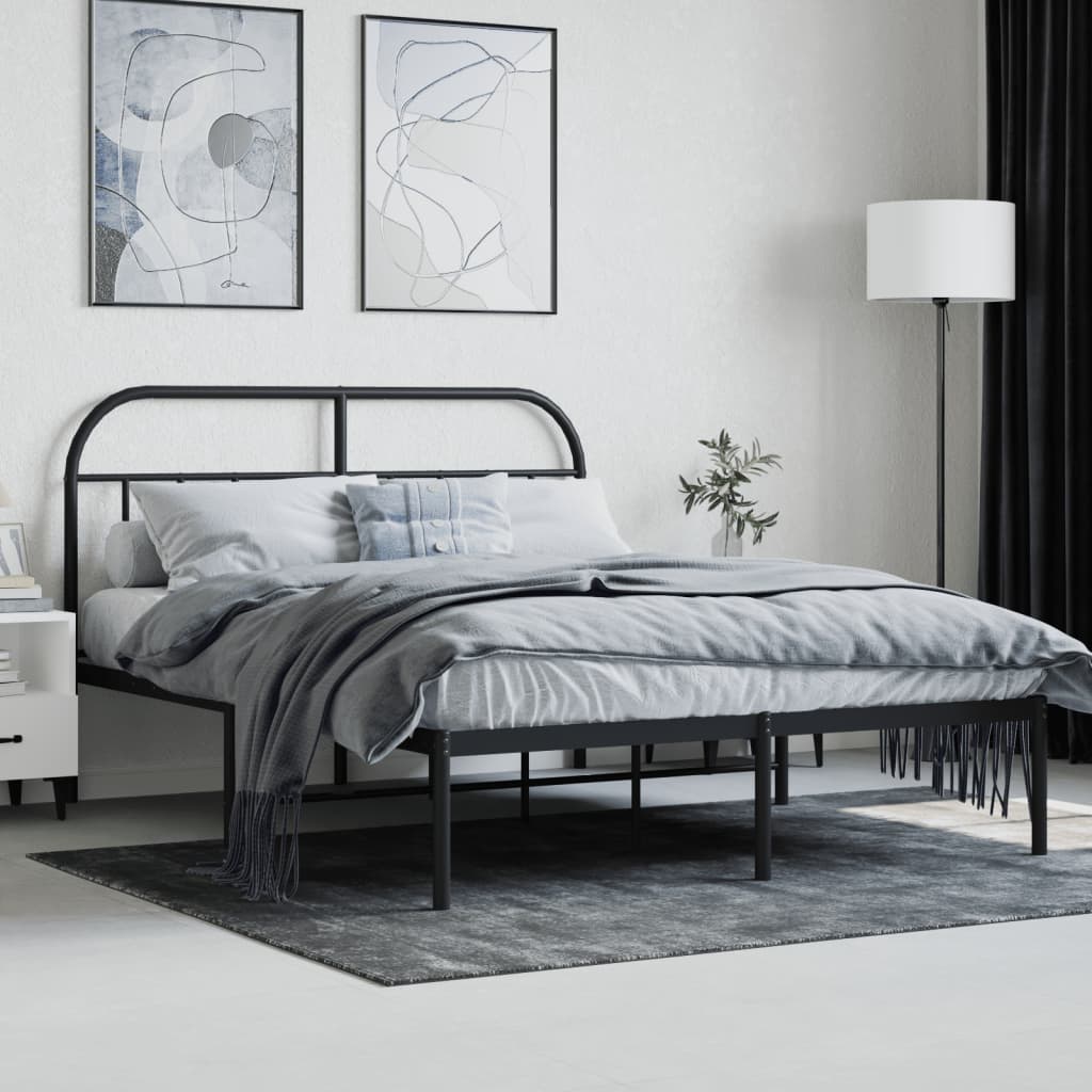 sengeramme med sengegavl 140x190 cm metal sort