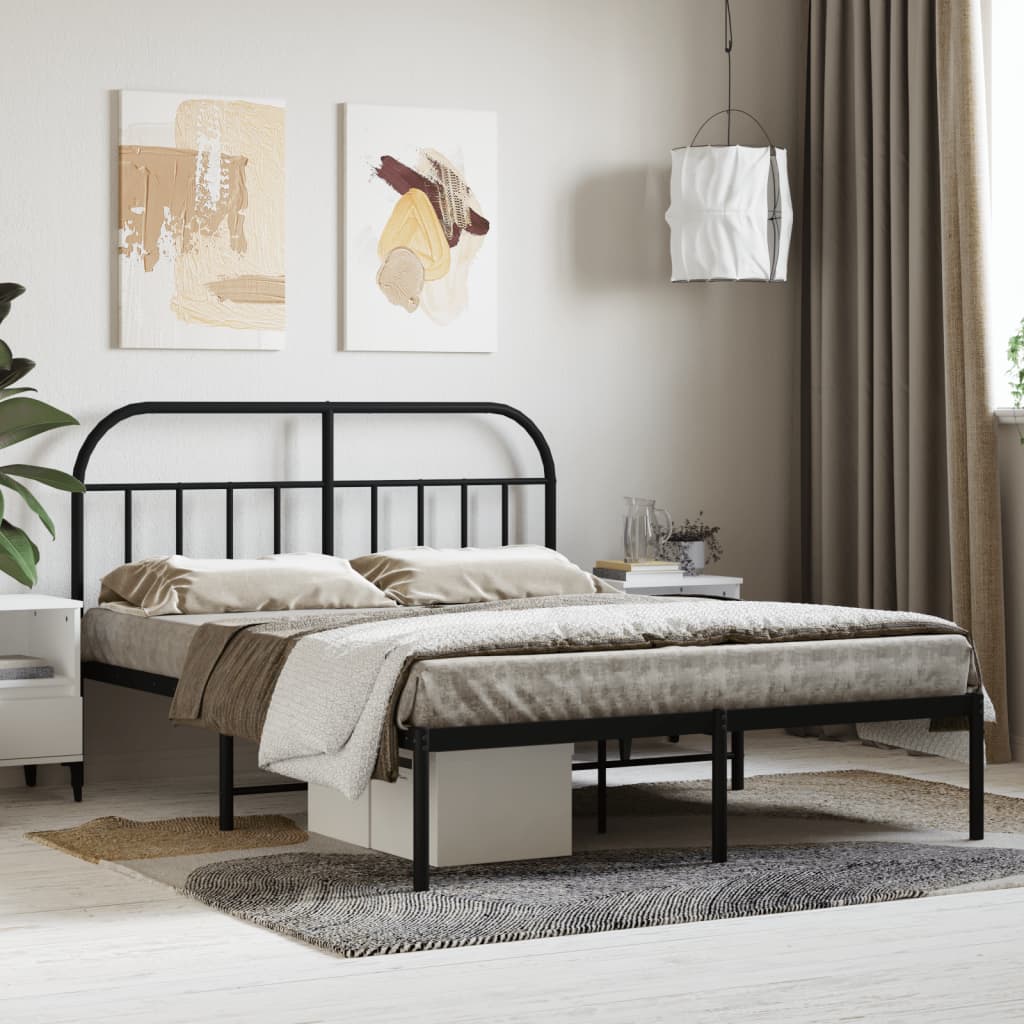 sengeramme med sengegavl 140x190 cm metal sort
