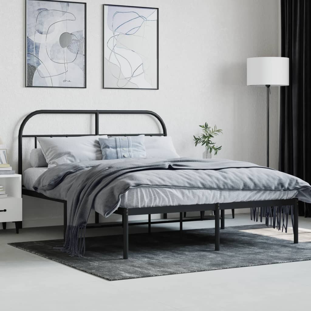 sengeramme med sengegavl 140x200 cm metal sort
