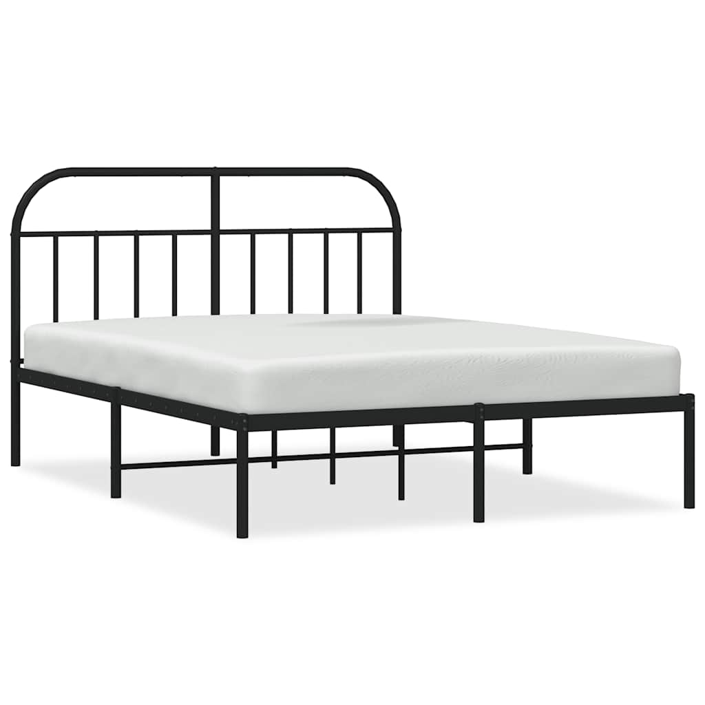 sengeramme med sengegavl 150x200 cm metal sort
