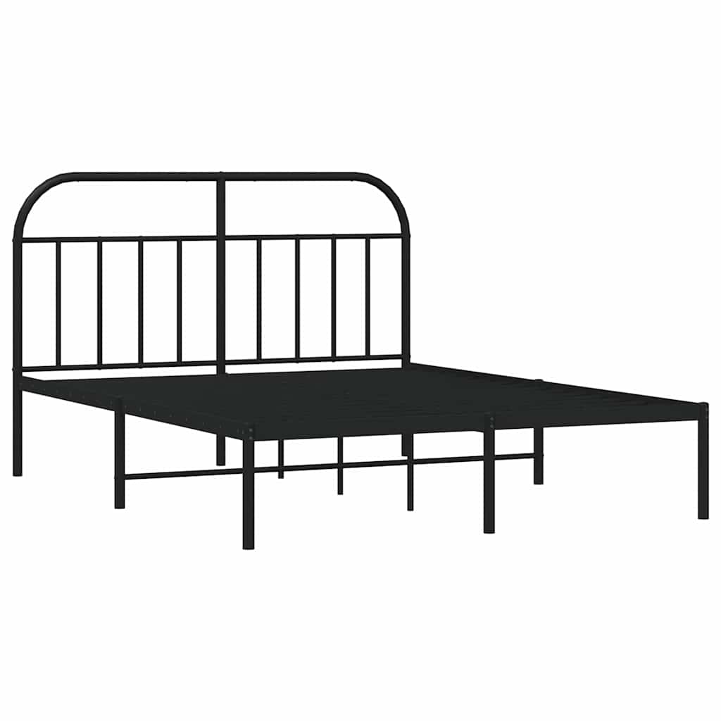 sengeramme med sengegavl 150x200 cm metal sort