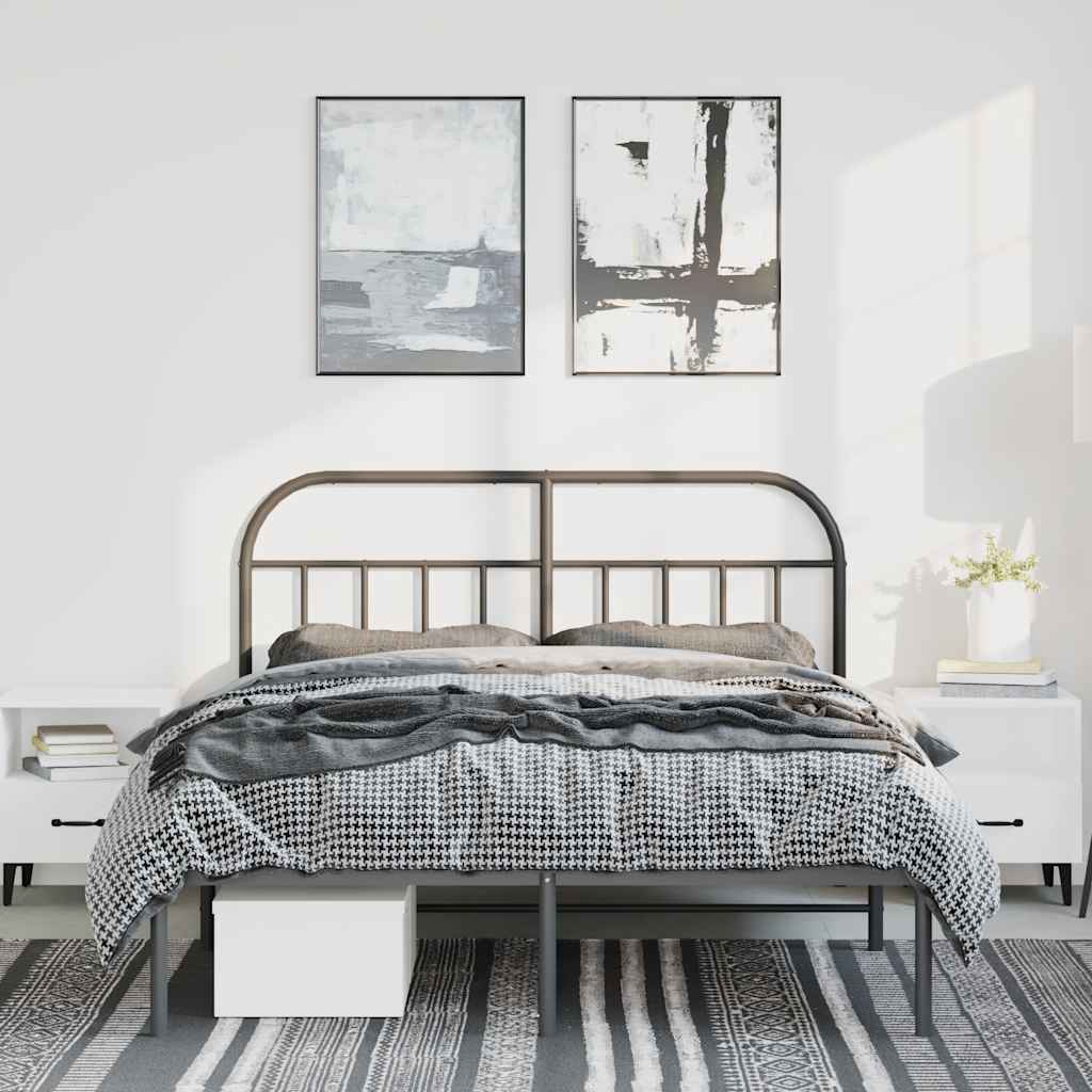 sengeramme med sengegavl 150x200 cm metal sort