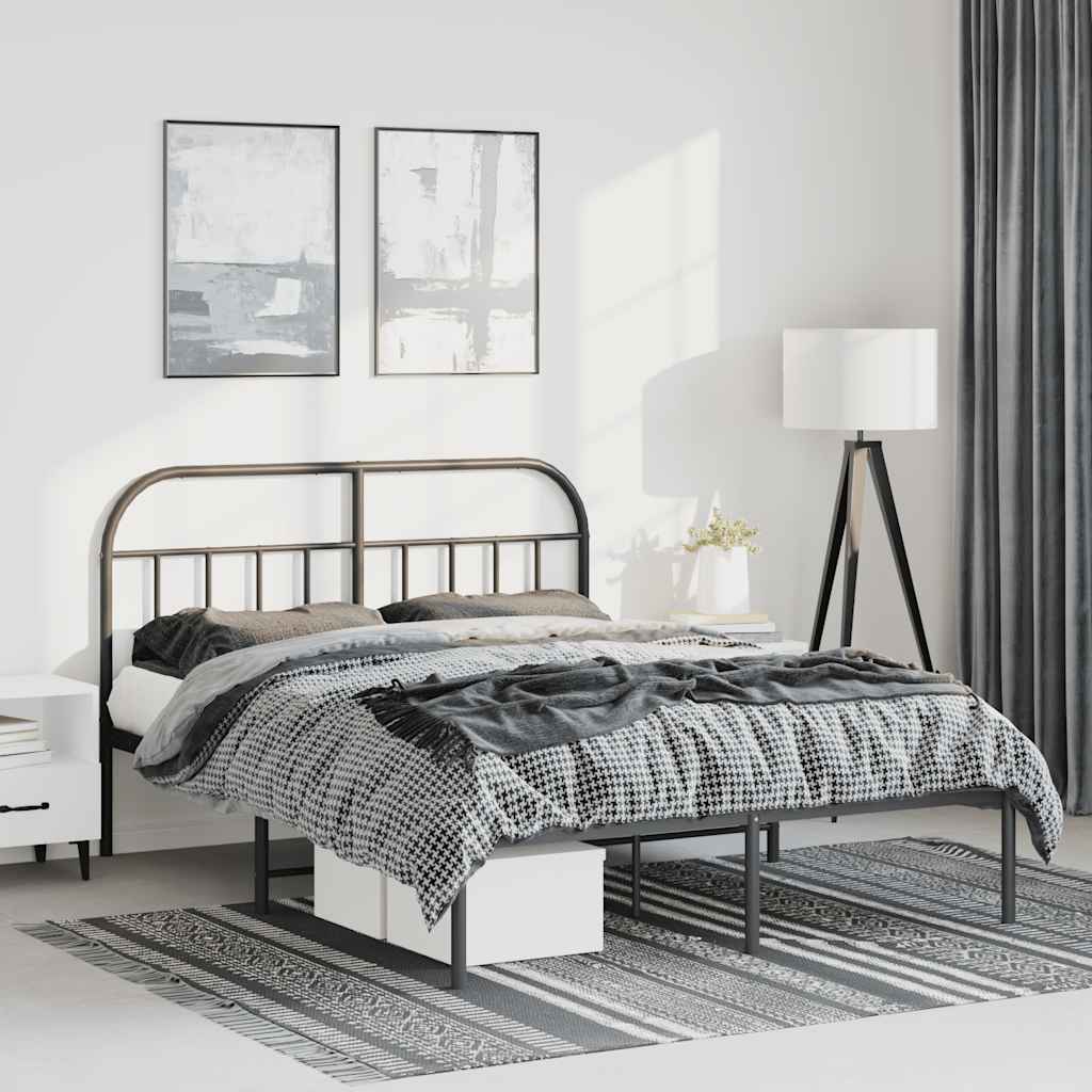 sengeramme med sengegavl 150x200 cm metal sort