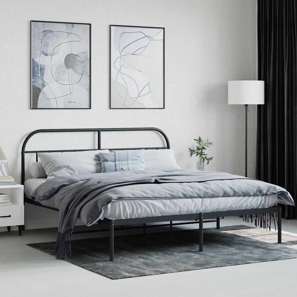 sengeramme med sengegavl 180x200 cm metal sort