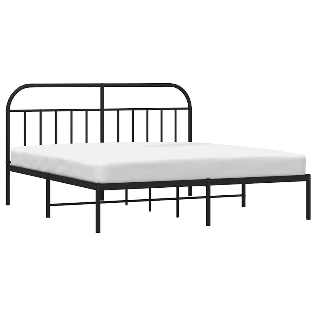 sengeramme med sengegavl 180x200 cm metal sort