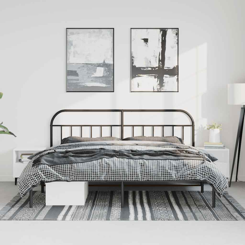 sengeramme med sengegavl 183x213 cm metal sort