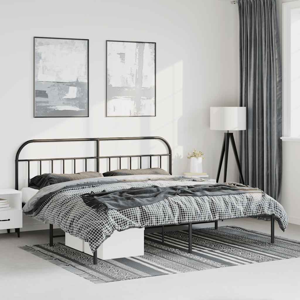 sengeramme med sengegavl 183x213 cm metal sort