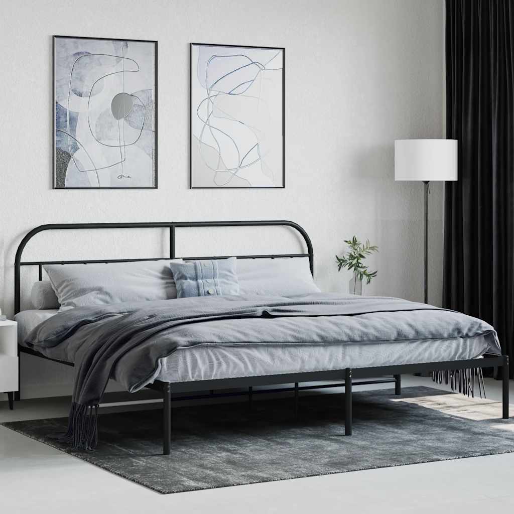 sengeramme med sengegavl 200x200 cm metal sort