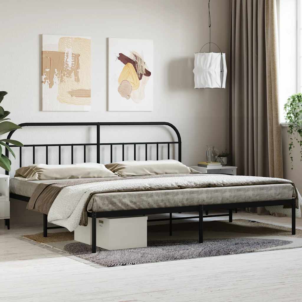 sengeramme med sengegavl 200x200 cm metal sort