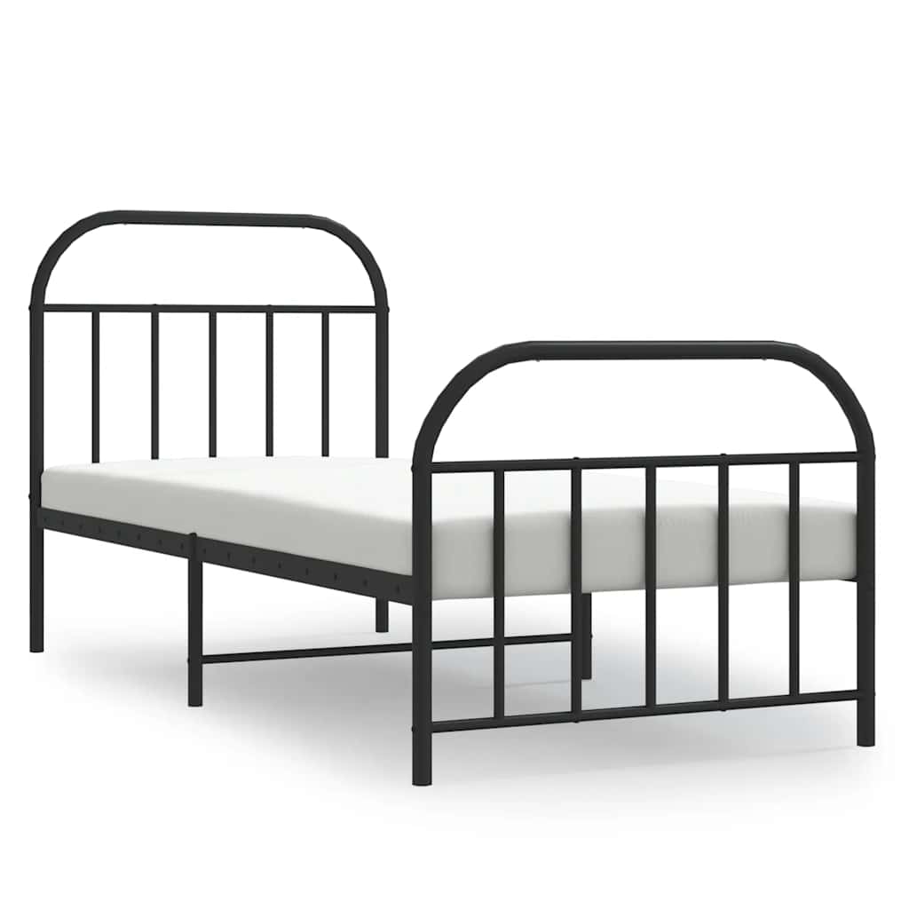 sengeramme med sengegavl og fodgærde 90x190 cm metal sort