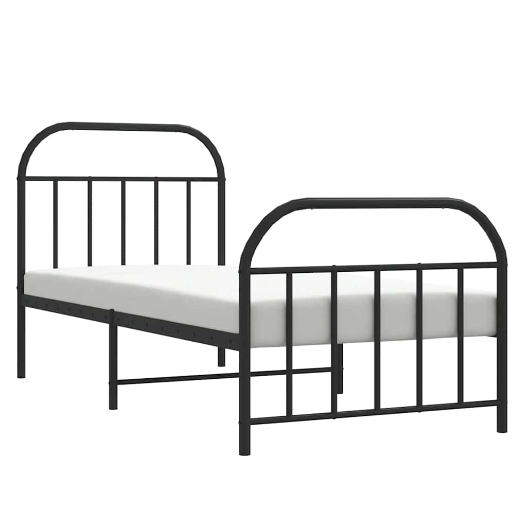 sengeramme med sengegavl og fodgærde 90x190 cm metal sort