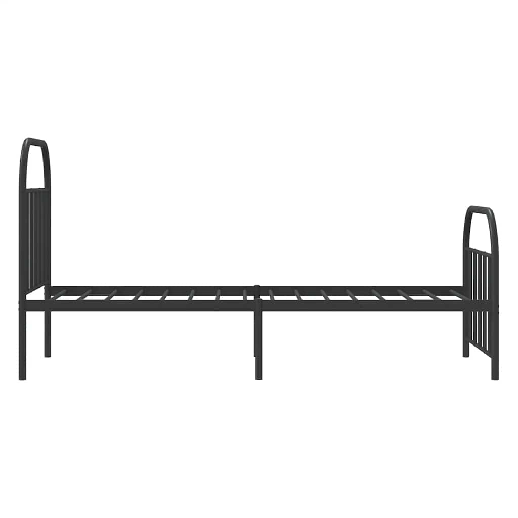 sengeramme med sengegavl og fodgærde 90x190 cm metal sort