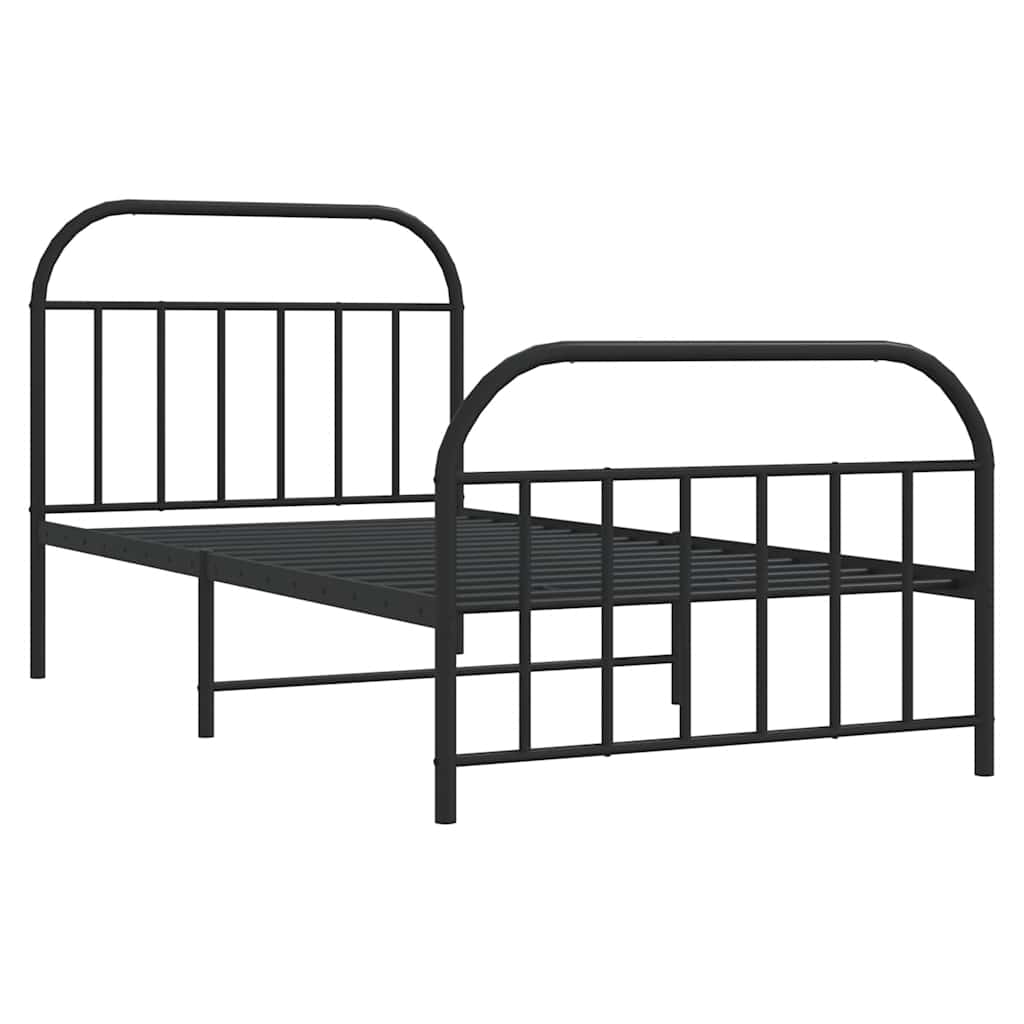 sengeramme med sengegavl og fodgærde 100x190 cm metal sort