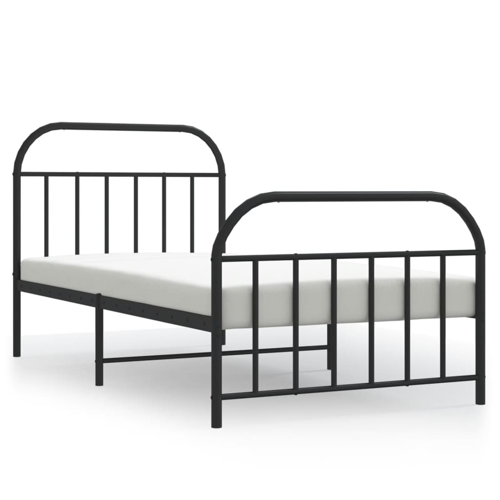 sengeramme med sengegavl og fodgærde 107x203 cm metal sort