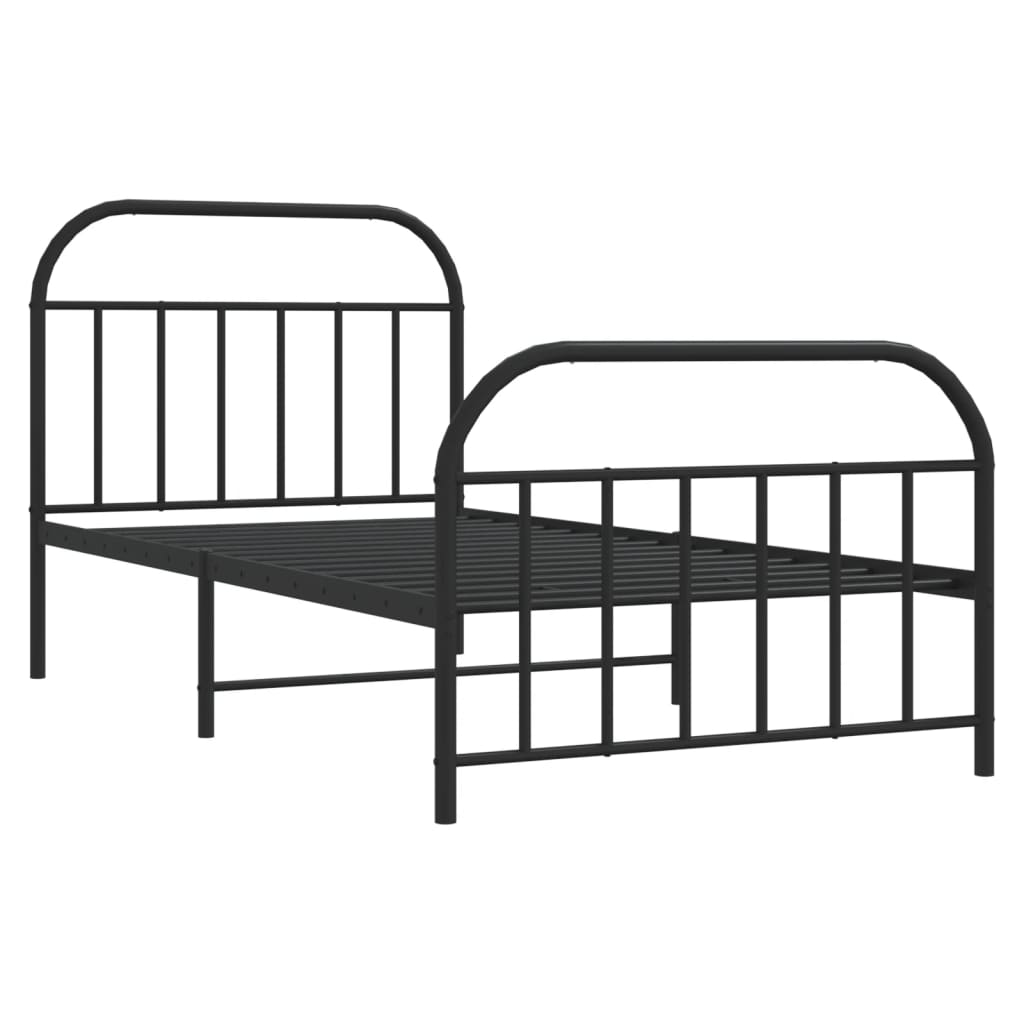 sengeramme med sengegavl og fodgærde 107x203 cm metal sort