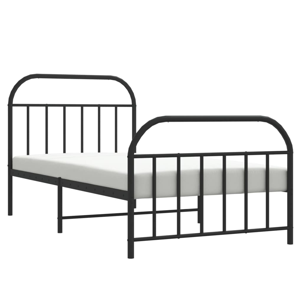 sengeramme med sengegavl og fodgærde 107x203 cm metal sort
