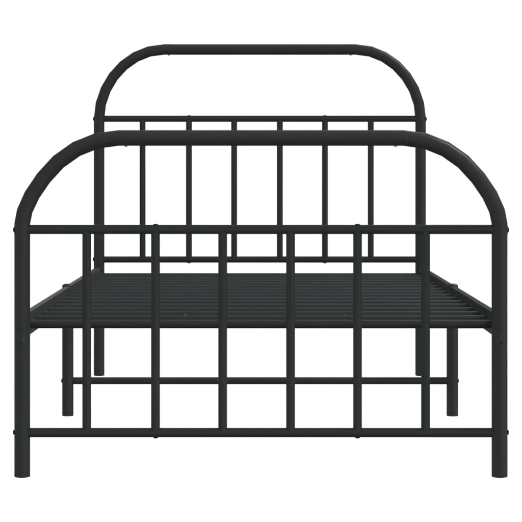 sengeramme med sengegavl og fodgærde 107x203 cm metal sort