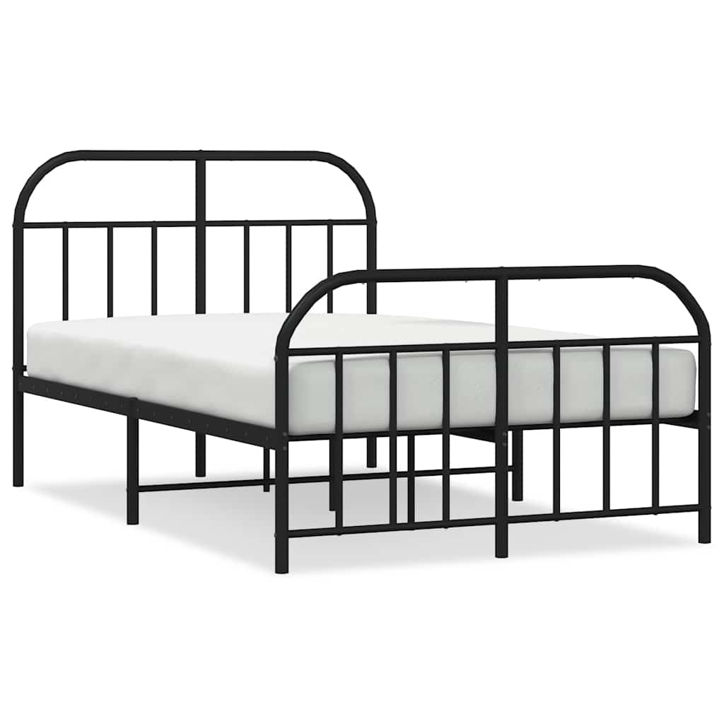 sengeramme med sengegavl og fodgærde 120x190 cm metal sort