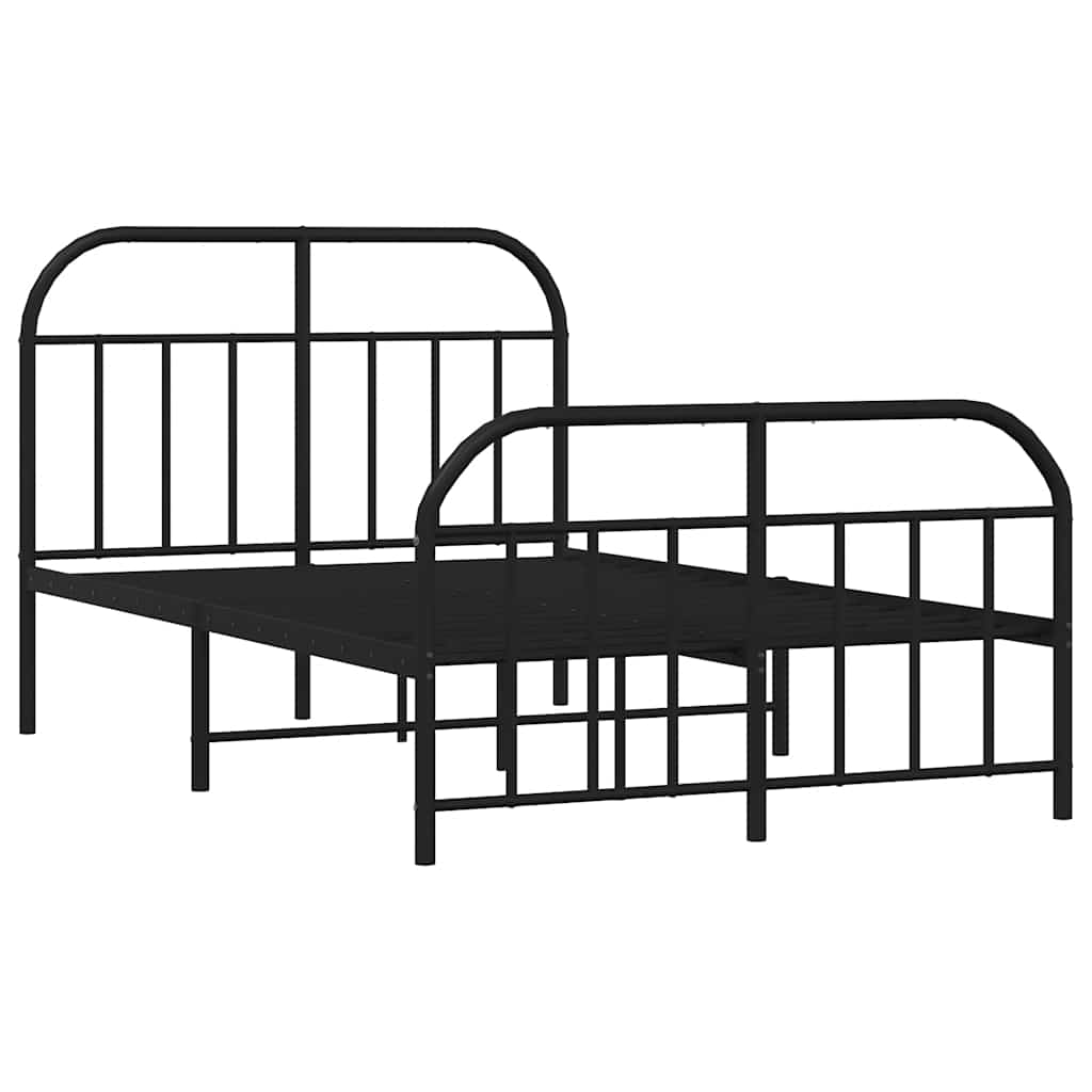 sengeramme med sengegavl og fodgærde 120x190 cm metal sort