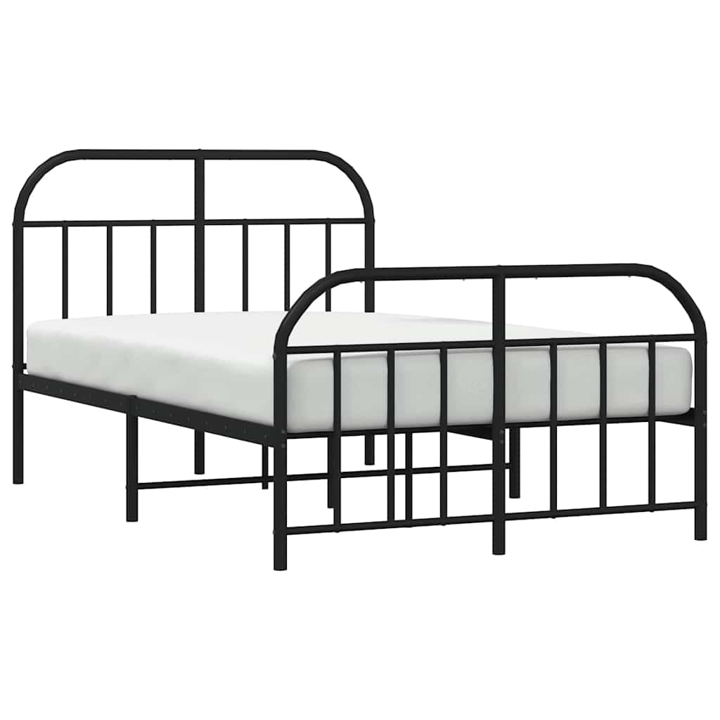 sengeramme med sengegavl og fodgærde 120x190 cm metal sort