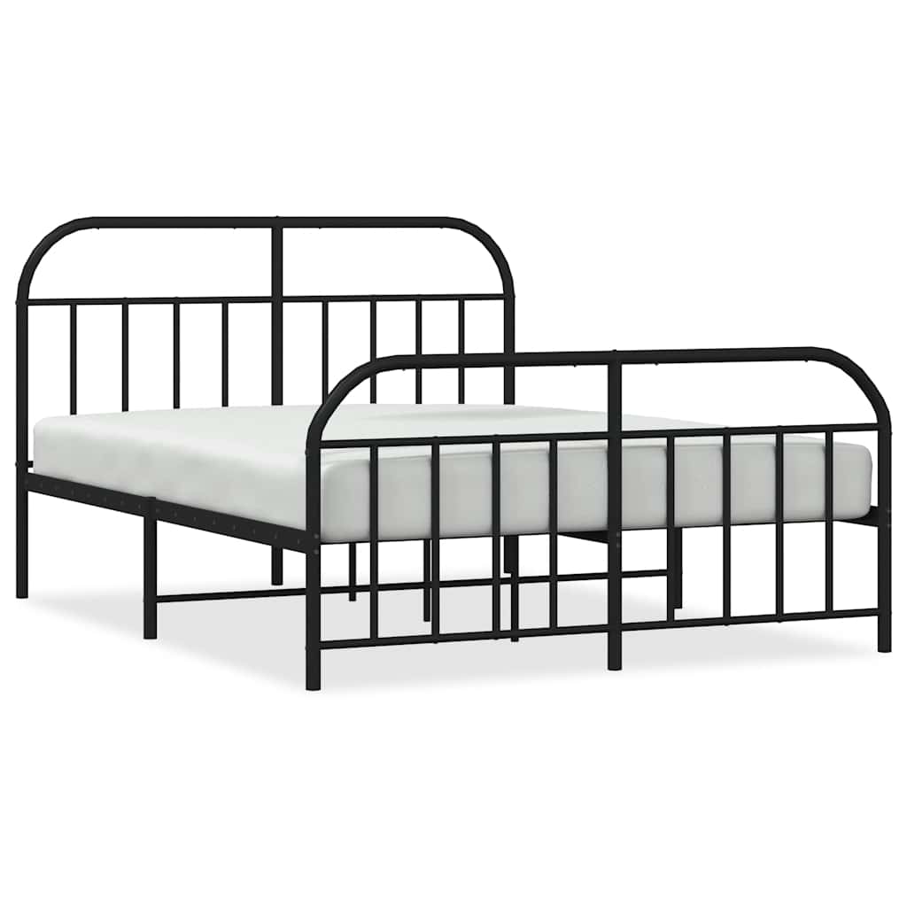 sengeramme med sengegavl og fodgærde 135x190 cm metal sort